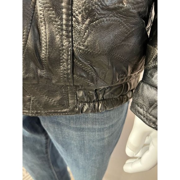 Vintage Maxam Mens Leather Jacket Black Grain Lambskin Zipped Pockets Collared L - Picture 5 of 12